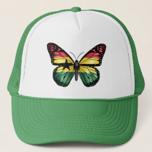 Ghana butterfly monarch flag trucker hat
