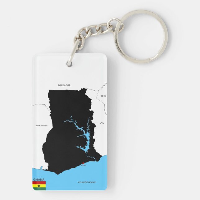 ghana country map flag keychain (Back)