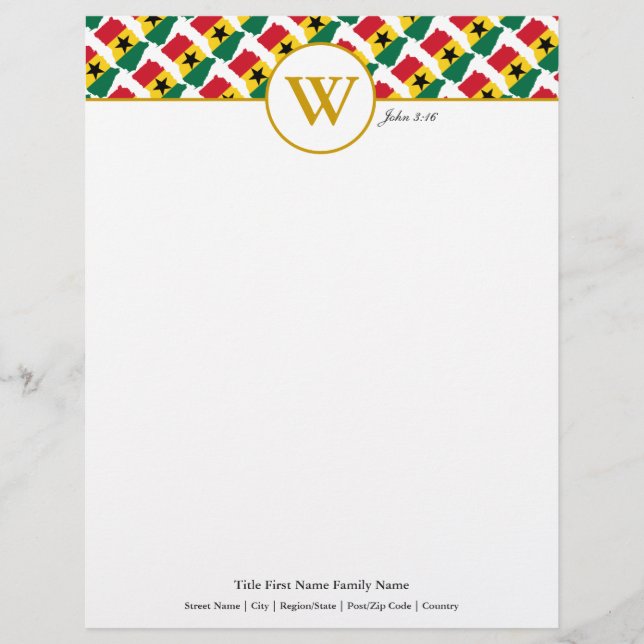 GHANA Faux Gold Trim Celebration Wedding Letterhead (Front)