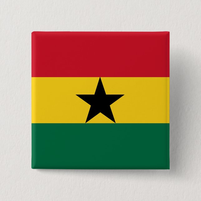 Ghana Flag 2 Inch Square Button (Front)