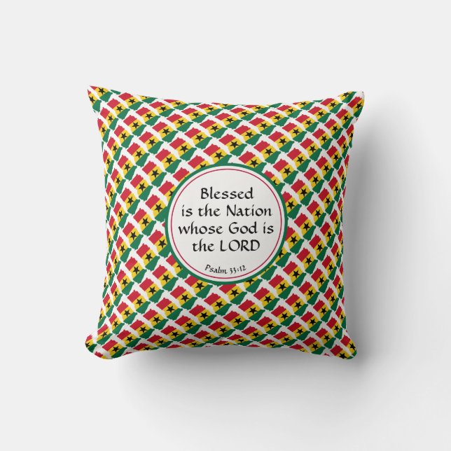 GHANA Flag Christian Blessed Nation Ghanaian Throw Pillow (Front)