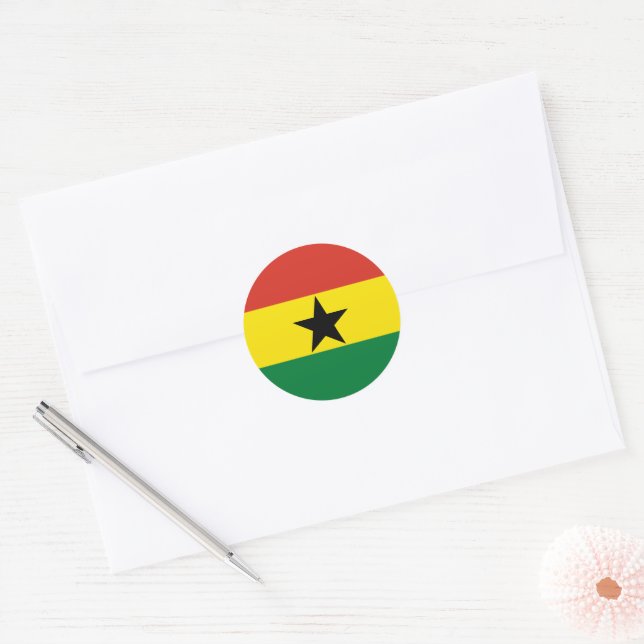 Ghana flag classic round sticker (Envelope)
