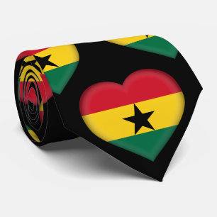 Ghana Flag Colours Heart Pattern Neck Tie