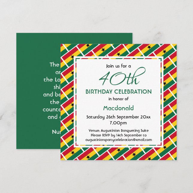 GHANA FLAG Custom Birthday Celebration Invitation (Front/Back)