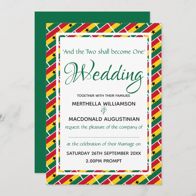 GHANA Flag Customized Ghanaian Wedding Invitation (Front/Back)