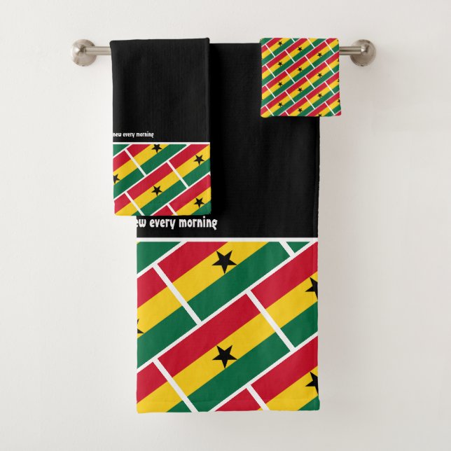 GHANA FLAG Customized Scripture BLACK Ghanaian Bath Towel Set (Insitu)