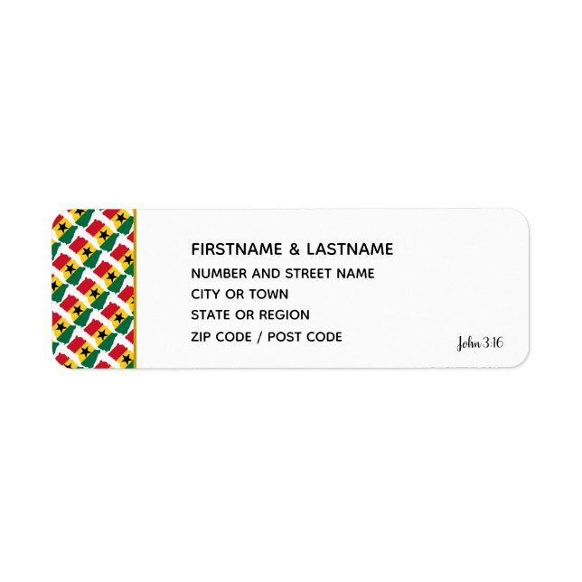 GHANA FLAG | Étiquette de l'adresse de retour de l (Devant)
