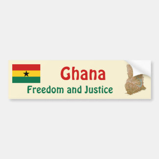 Ghana Flag + Map Bumper Sticker