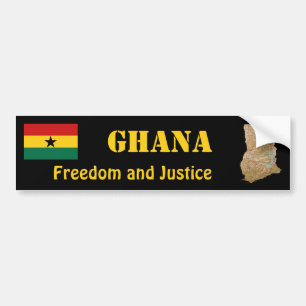 Ghana Flag + Map Bumper Sticker