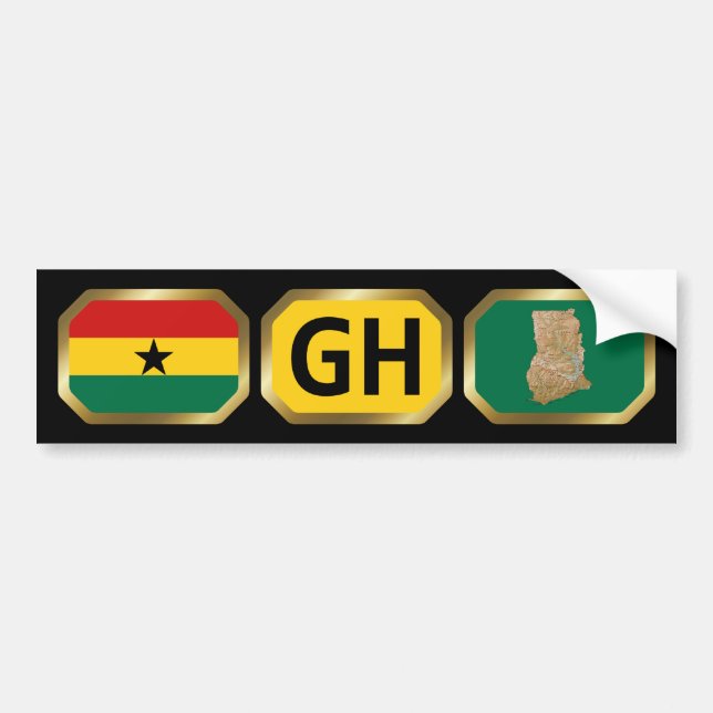 Ghana Flag Map Code Bumper Sticker (Front)