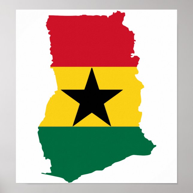 Ghana Flag Map full size Poster (Front)