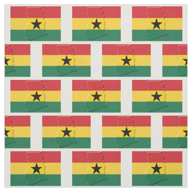 GHANA FLAG Map Outline Fabric (Swatch)