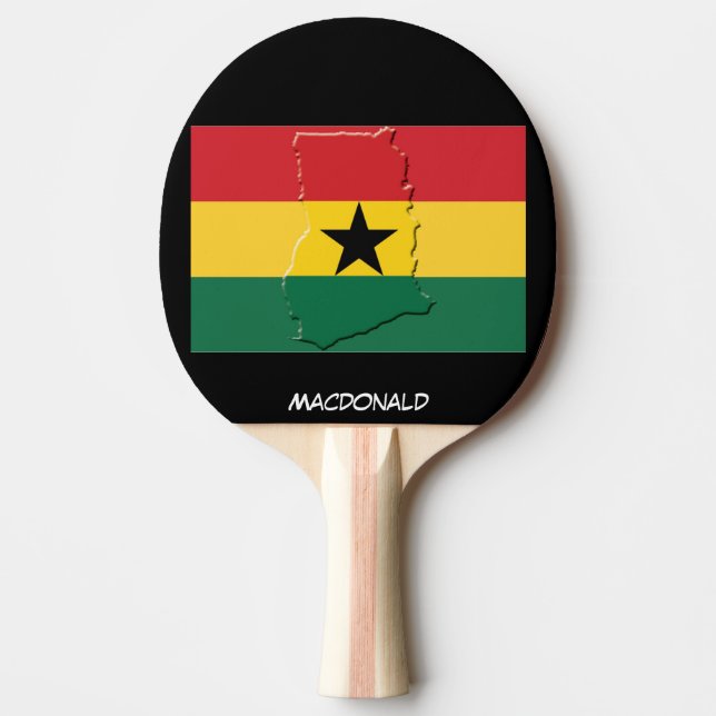 GHANA FLAG & MAP Personalized BLACK Ping Pong Paddle (Front)