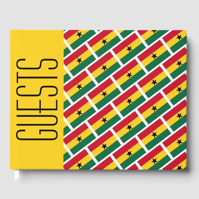 GHANA FLAG Patriotic Customized YELLOW Ghanaian Guest Book (Front)