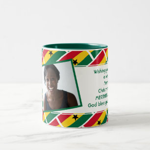 GHANA FLAG Photo Template Add Your Text Two-Tone Coffee Mug