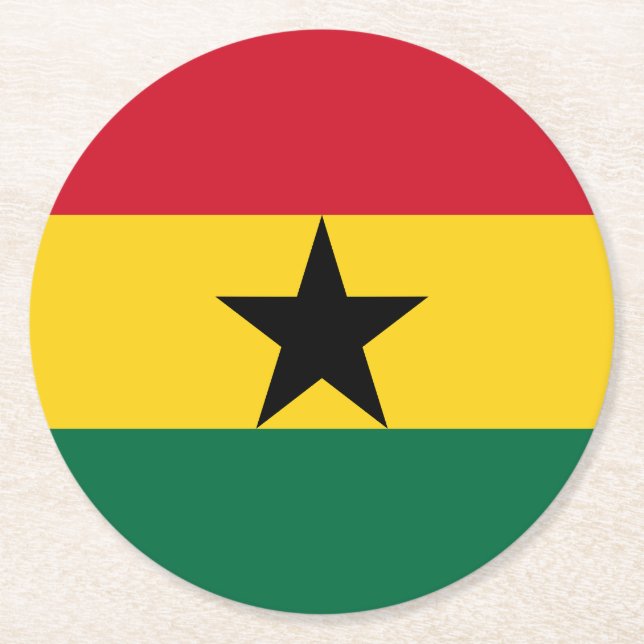 Ghana Flag Round Paper Coaster (Front)