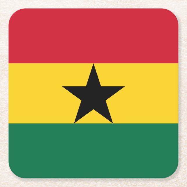 Ghana Flag Square Paper Coaster (Front)