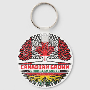 Ghana Ghanaian Canadian Canada Tree Roots Flag Keychain