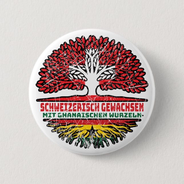 Ghana Ghanaisch Schweizer Bauzel Flag 2 Inch Round Button (Front)