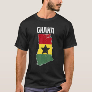 Ghana Map  African Country  Ghanaian Flag T-Shirt