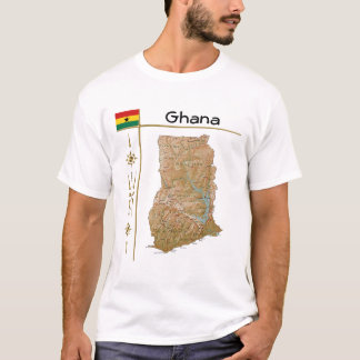 Ghana Map + Flag + Title T-Shirt