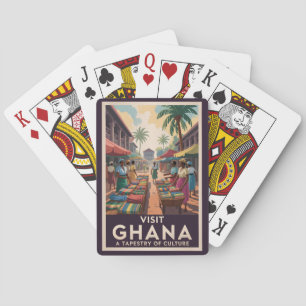 Ghana Market Illustration Travel Art Vintage Playing Cards
