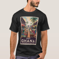 Ghana Market Illustration Travel Art Vintage