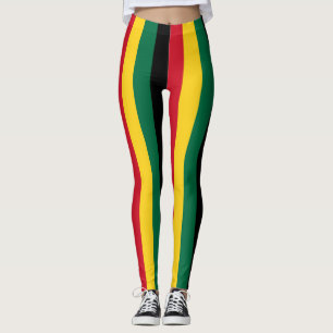 Ghana National Flag Colours Vertical Striped Leggings