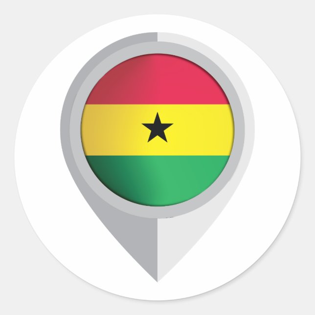Ghana Pin Location Flag Classic Round Sticker (Front)