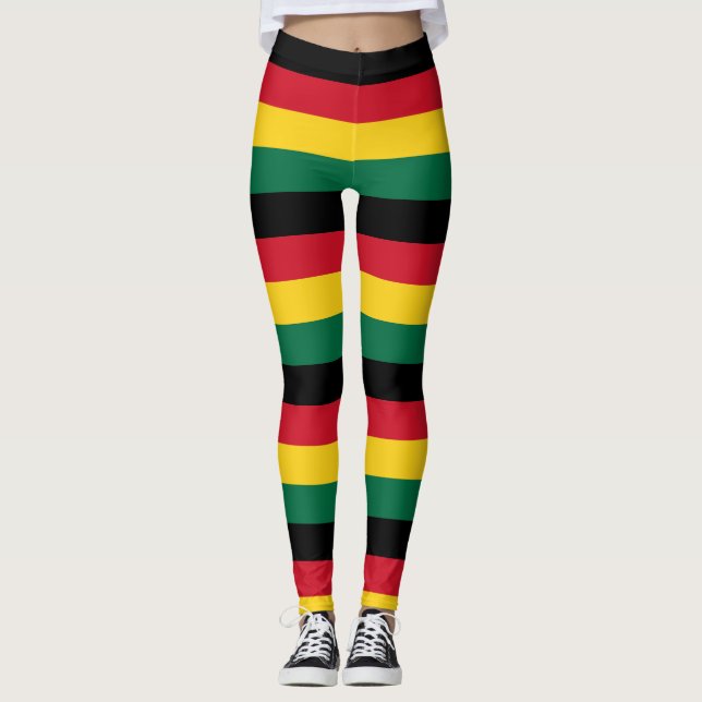 "Ghana Pride Stripes" Patriotic Leggings (Front)