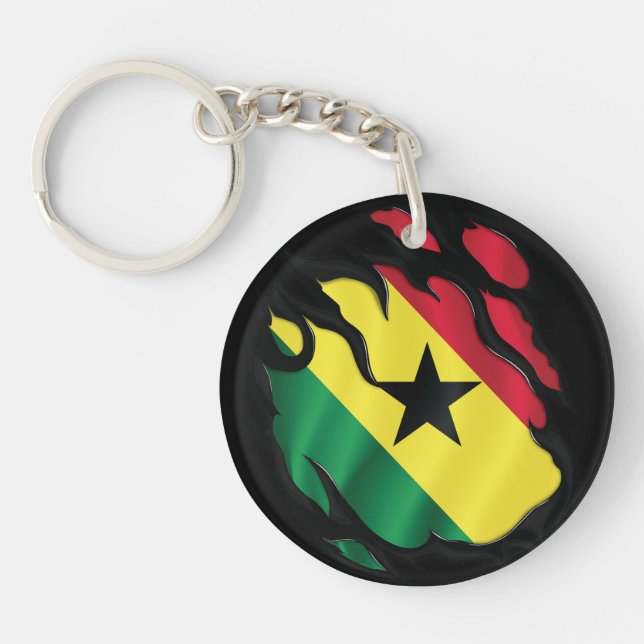 Ghana Ripped Flag Keychain (Front)