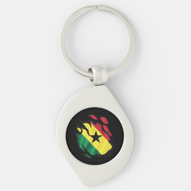Ghana Ripped Flag Keychain (Front)
