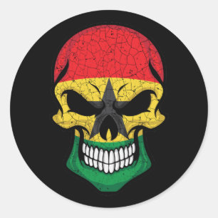 Ghana Smiling Skull Flag  Classic Round Sticker