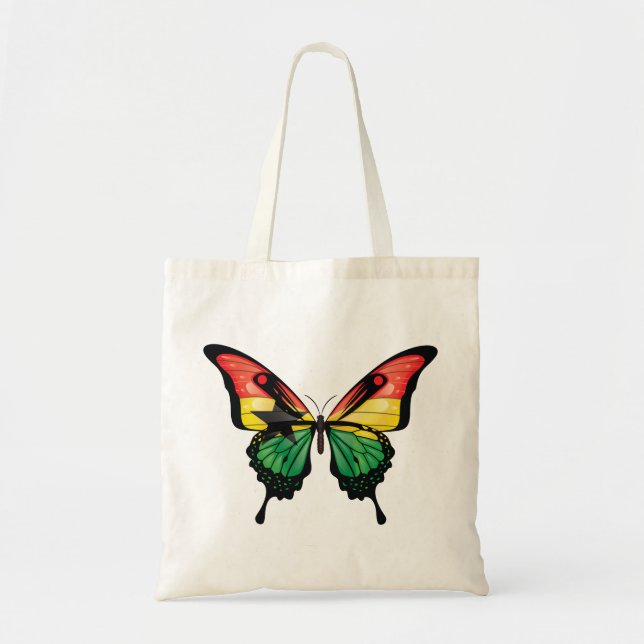 Ghana Swallowtail Butterfly Flag Sticker Tote Bag (Front)