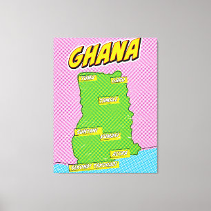 Ghana Travel map Canvas Print