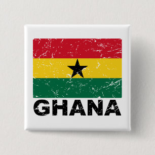 Ghana Vintage Flag 2 Inch Square Button