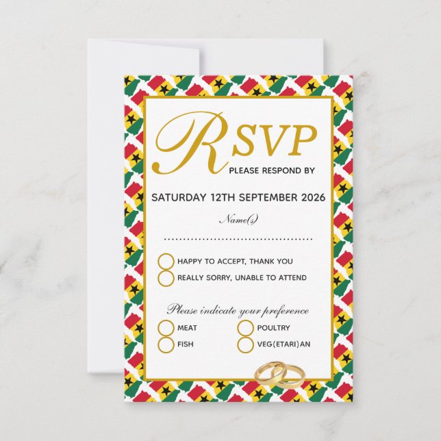 GHANA Wedding Celebration RSVP Response Card (Front)