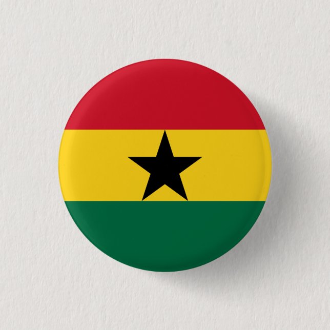Ghanaian Flag, Flag of Ghana 1 Inch Round Button (Front)