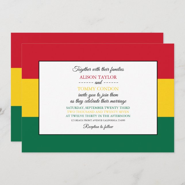 Ghanaian Flag, Flag of Ghana Wedding Invitation (Front/Back)