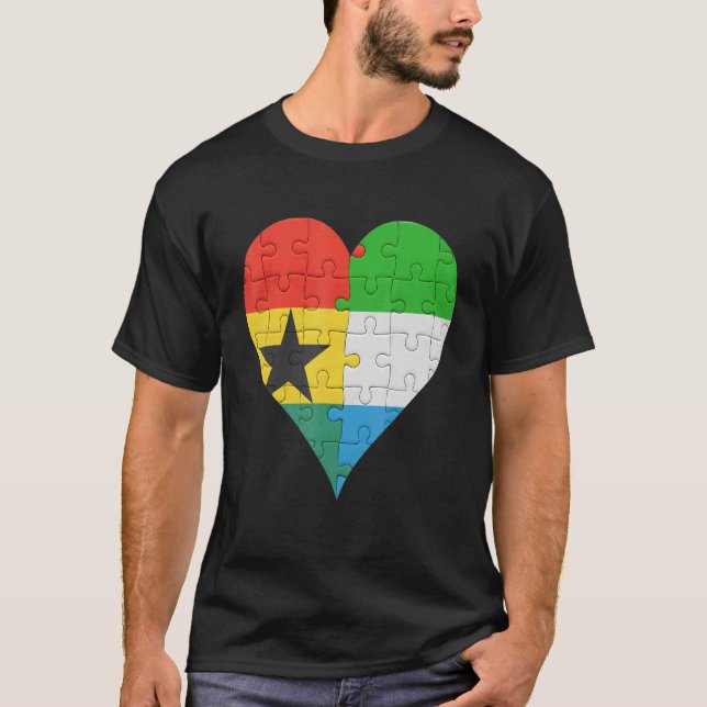 Ghanaian Sierra Leonean Flag Heart T-Shirt (Front)