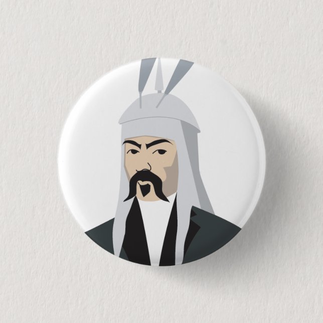 Ghengis Khan 1 Inch Round Button (Front)