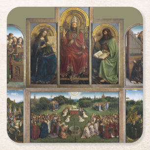Ghent Altarpiece, Van Eyck Brothers Square Paper Coaster