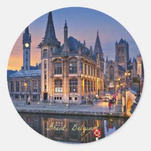 Ghent, Belgium setting sun Classic Round Sticker