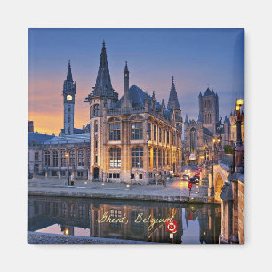 Ghent, Belgium setting sun Magnet