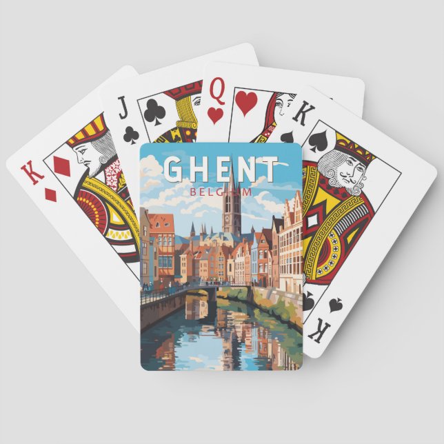 Ghent Belgium Travel Art Vintage Playing Cards (Back)