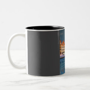 Ghent Blegium Vintage Minimal Retro Travel Poster Two-Tone Coffee Mug