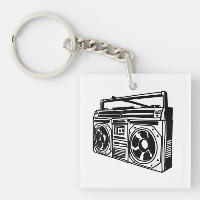 Ghetto Blaster 80's 90's Hip Hip Rap T-Shirt Keychain (Front)