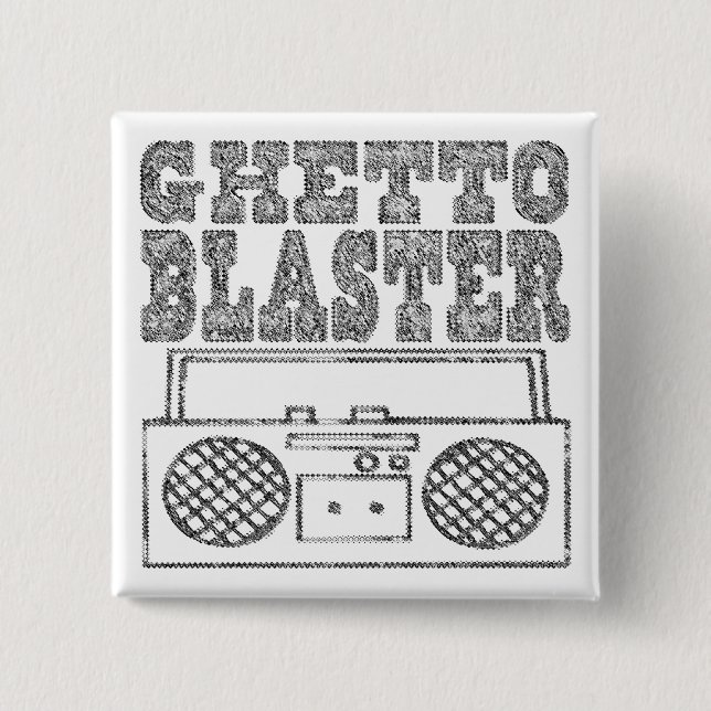 Ghetto Blaster-Button 2 Inch Square Button (Front)