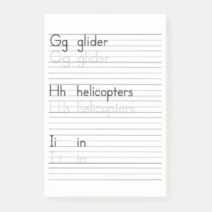 GHI Writing Practice Alphabet Worksheet Notepad
