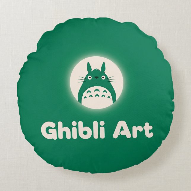 Ghibli Art: Crafting Wonder Round Pillow (Front)